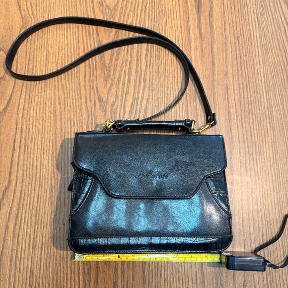 Bellerose Black Leather Satchel | European Croc-Embossed | Vintage - So Unique! - Picture 3 of 14